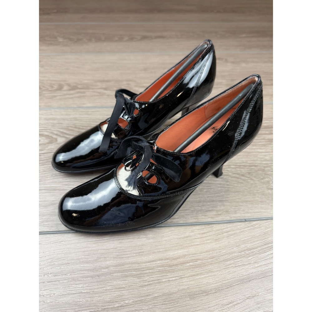 Mano Women Pump Lace Up Patent Leather Black 7B